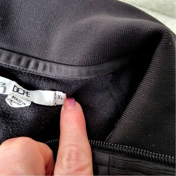 Dope Track Jacket Men’s XL Black Full Zip Retro Streetwear Logo Tape Retro - Picture 4 of 9